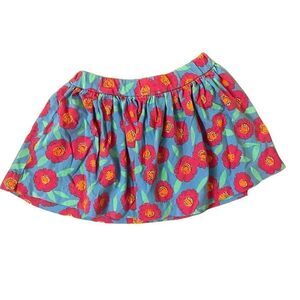 Kate Spade Blue Floral Skirt Adjustable Elastic Waist Size 4